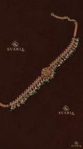 Peacock Kemp Vaddanam Hip Chain Belt with Emerald Drops - S5003
