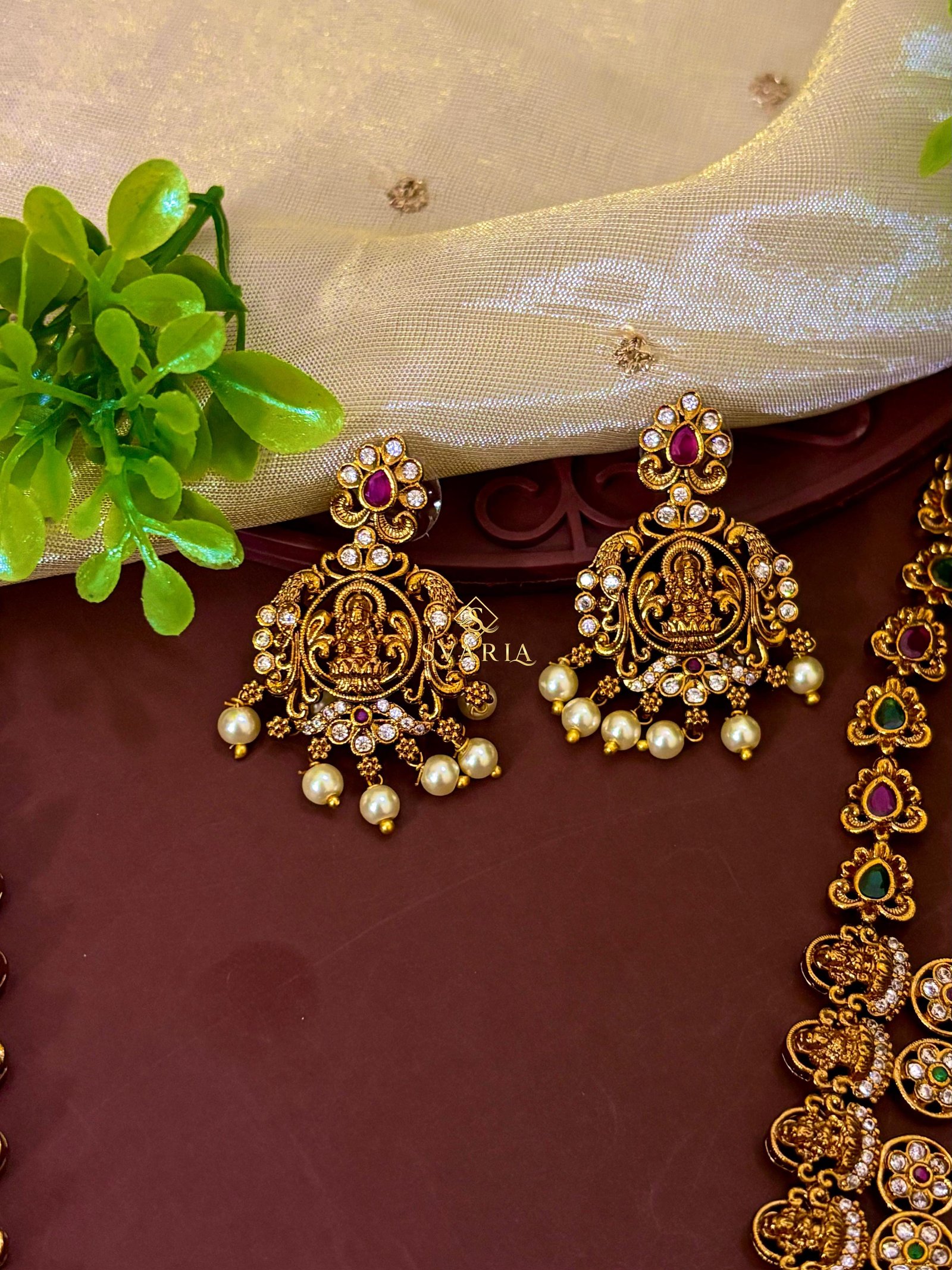 Lakshmi Temple Coin Haram with Chandbali Earrings - S2005